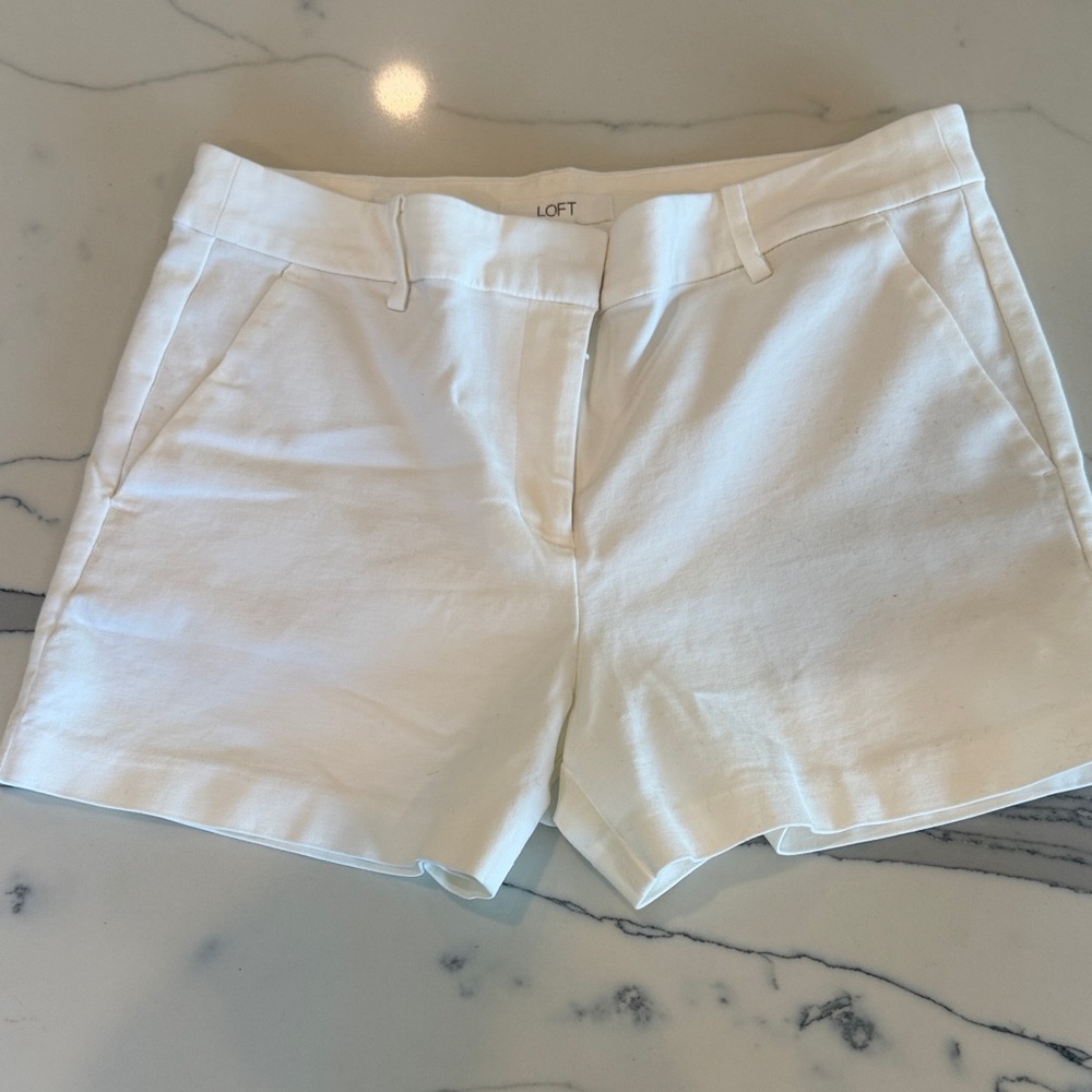 LOFT White Tailored Bermuda Shorts - Clean Chic